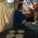Tlaxcala homestay mother Manuela making tortillas